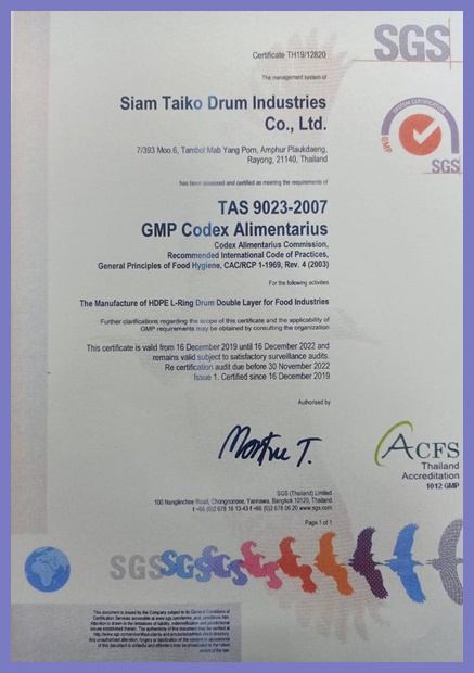 GMP Codex Alimentarius certified
