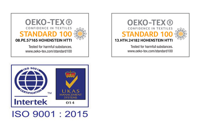 OEKO-TEX 100, GRS, ISO 9001