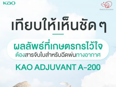 ผลลัพธ์ที่เกษตรกรไว้ใจ ต้องสารจับใบสำหรับฉีดพ่นทางอากาศ KAO ADJUVANT A-200 