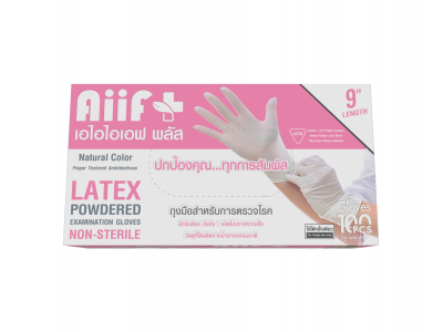 Aiif+ ถุงมือสำหรับตรวจโรค - ลาเท็กซ์